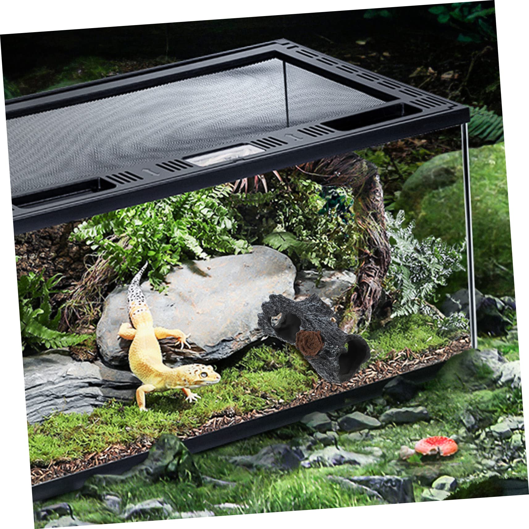 Amazon | WOONEKY トカゲ爬虫類隠れ家 硬質樹脂製洞窟 大型直木枝付き